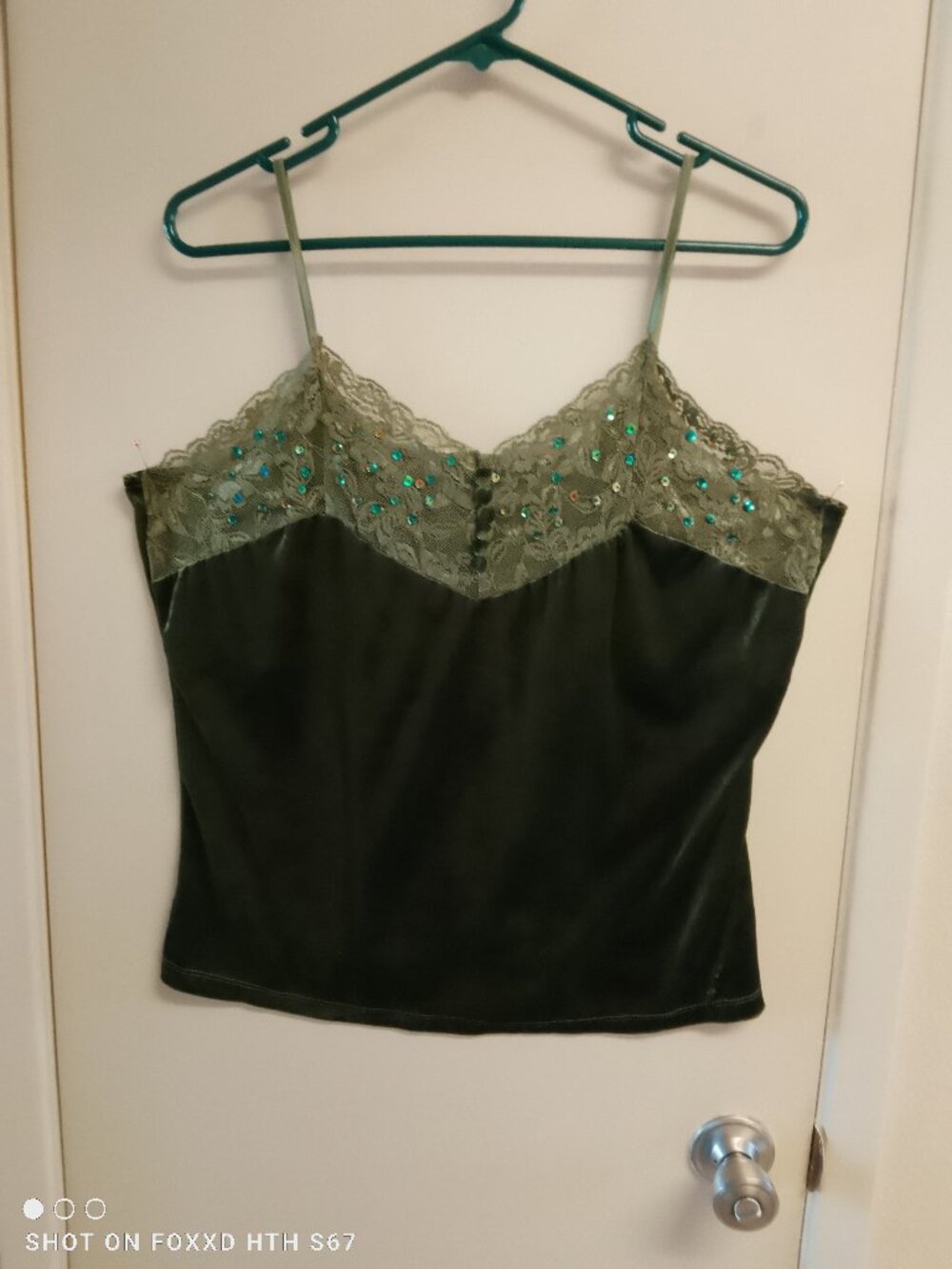 Women's Maurice Sasson Forest Green Velvet Camisole Top XL